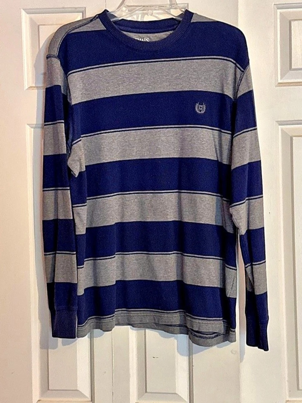 Chaps Long Sleeve Striped Shirt in Blue & Gray